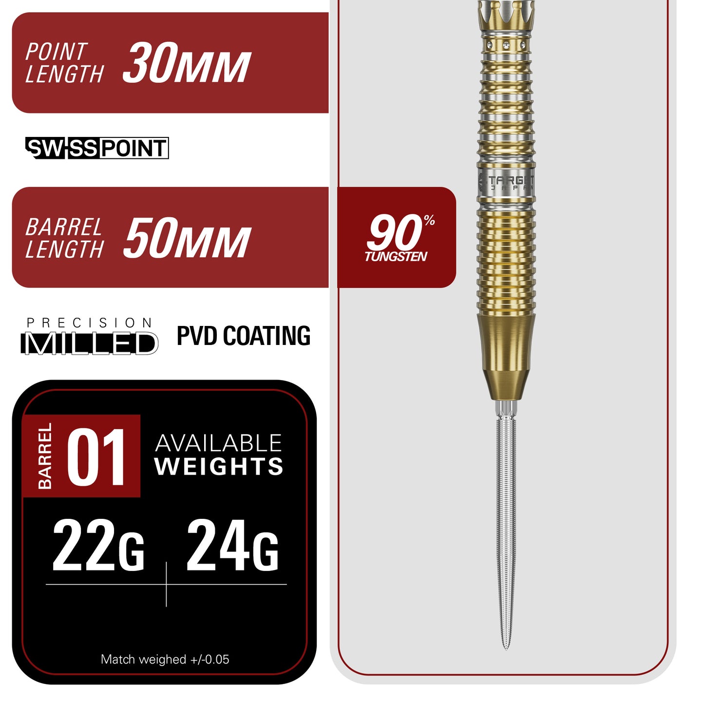 Target Japan Black Marquee Enzo 90% Tungsten SP Darts
