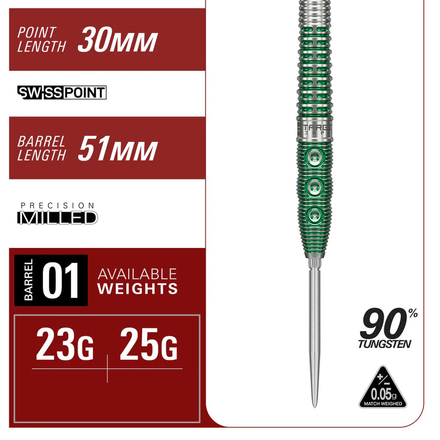 Target Japan Motomu Sakai Xeno G1 90% Tungsten Swiss Point Steel Tip Darts