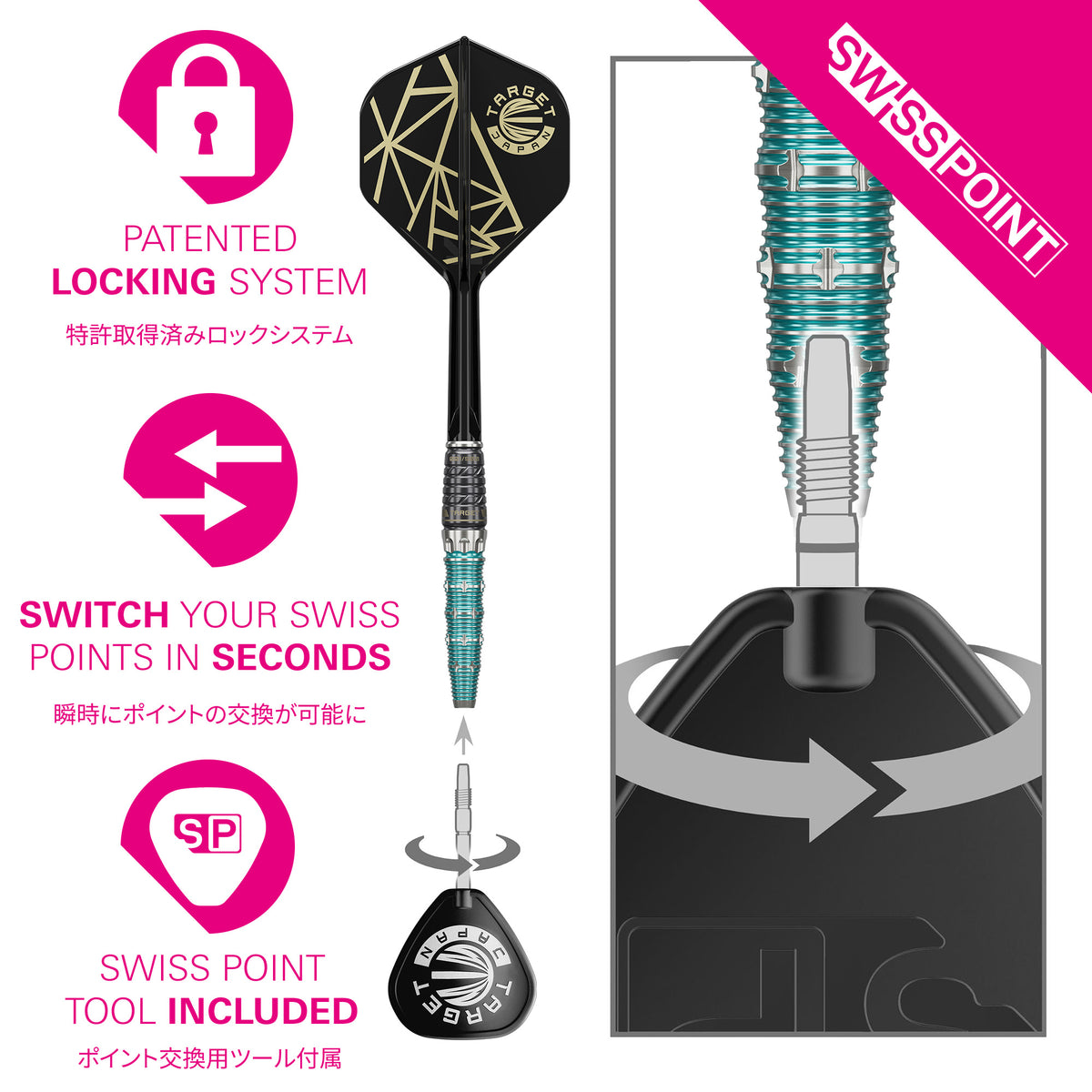 Target Japan The Miracle x Rising Sun Champions Limited Edition 95% Tungsten SP Steel Tip Darts