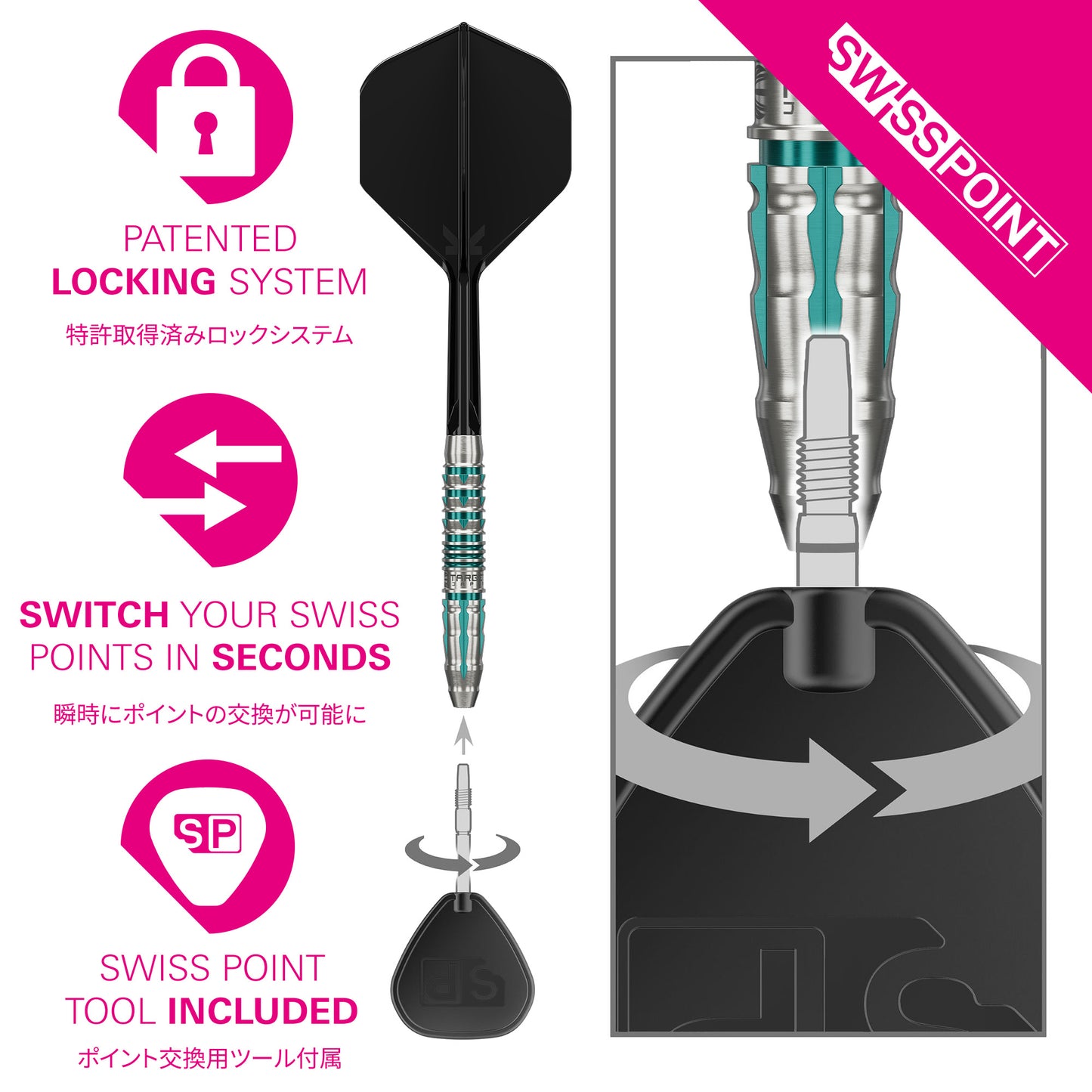 Target Japan Black Marquee Pierce 90% Tungsten SP Darts
