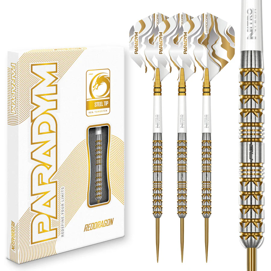 Red Dragon Paradym Gold Parallel 90% Tungsten Steel Tip Darts