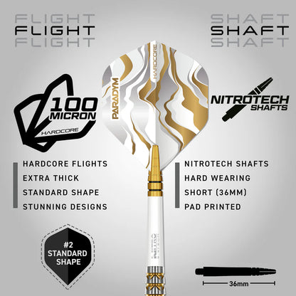 Red Dragon Paradym Gold Torpedo 90% Tungsten Steel Tip Darts
