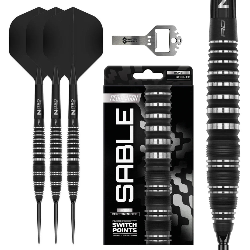 Red Dragon Sable 03 - 90% Tungsten Steel Tip Darts (Bomb) | Switch Point