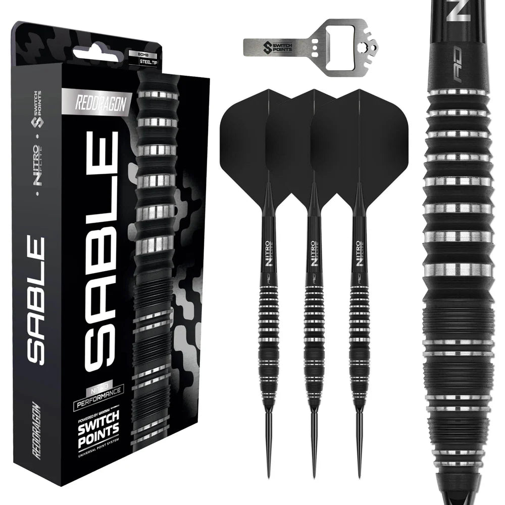 Red Dragon Sable 03 - 90% Tungsten Steel Tip Darts (Bomb) | Switch Point