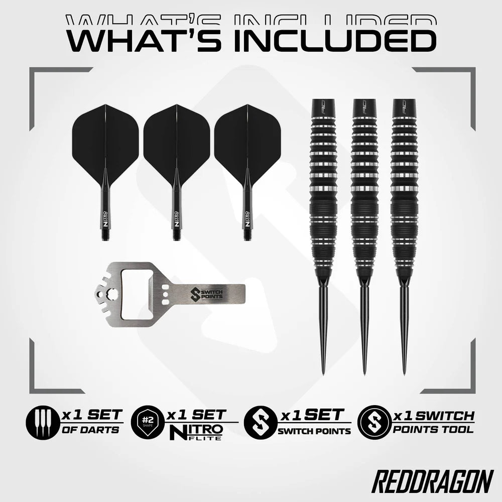 Red Dragon Sable 03 - 90% Tungsten Steel Tip Darts (Bomb) | Switch Point