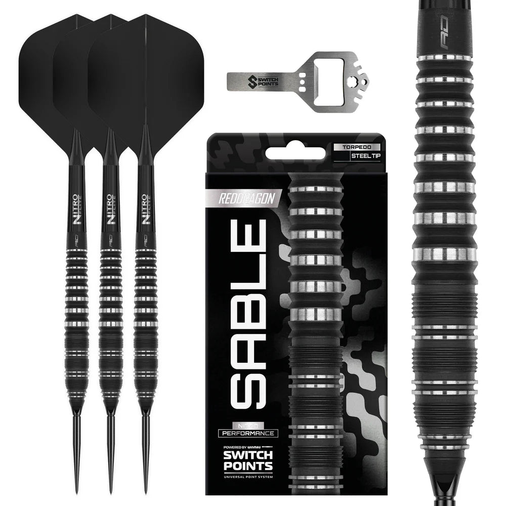 Red Dragon Sable 02 - 90% Tungsten Steel Tip Darts (Torpedo) | Switch Point
