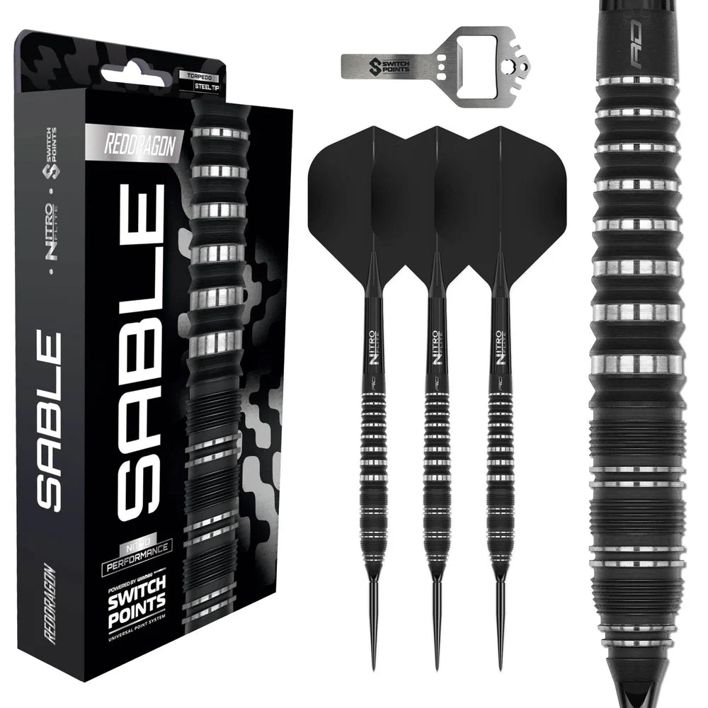 Red Dragon Sable 02 - 90% Tungsten Steel Tip Darts (Torpedo) | Switch Point
