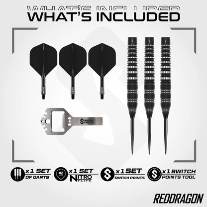 Red Dragon Sable 02 - 90% Tungsten Steel Tip Darts (Torpedo) | Switch Point
