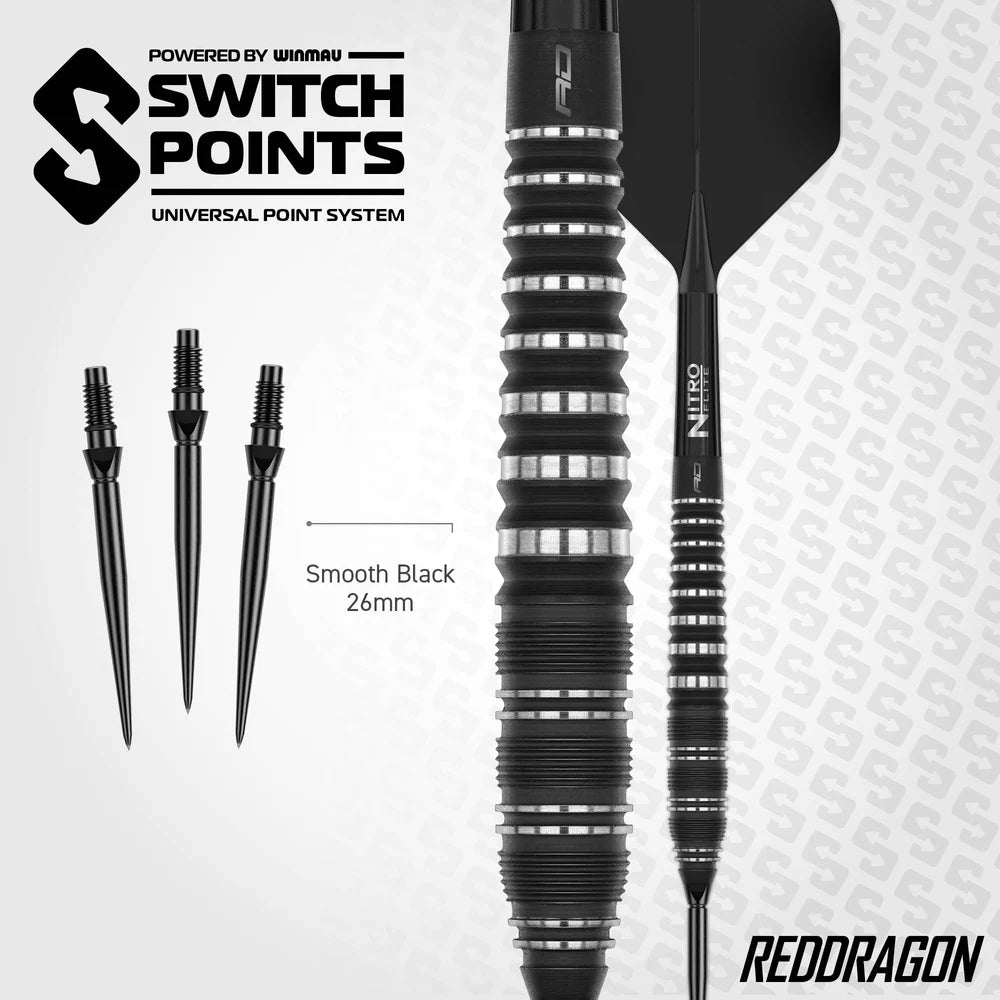 Red Dragon Sable 02 - 90% Tungsten Steel Tip Darts (Torpedo) | Switch Point