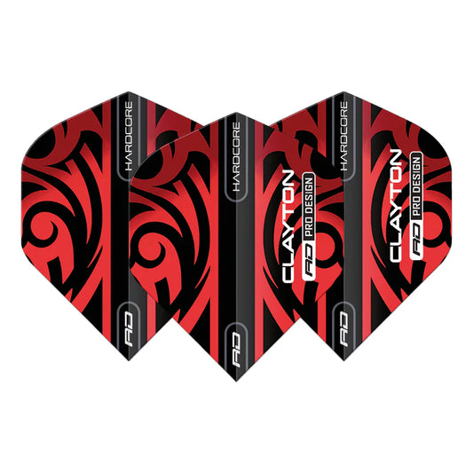 Jonny Clayton Red & Black Tribal Hardcore Standard Dart Flights