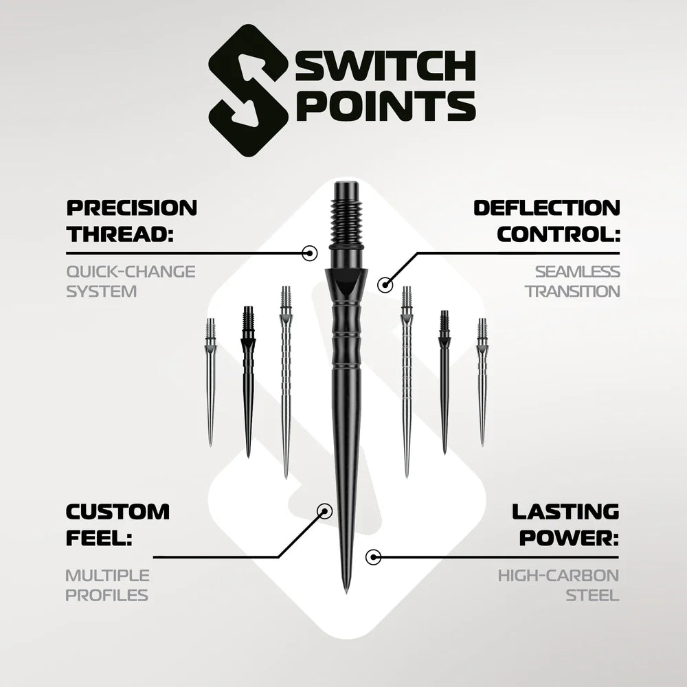 Winmau Switch Points Silver Grooved