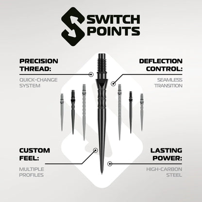 Winmau Switch Points Silver Grooved