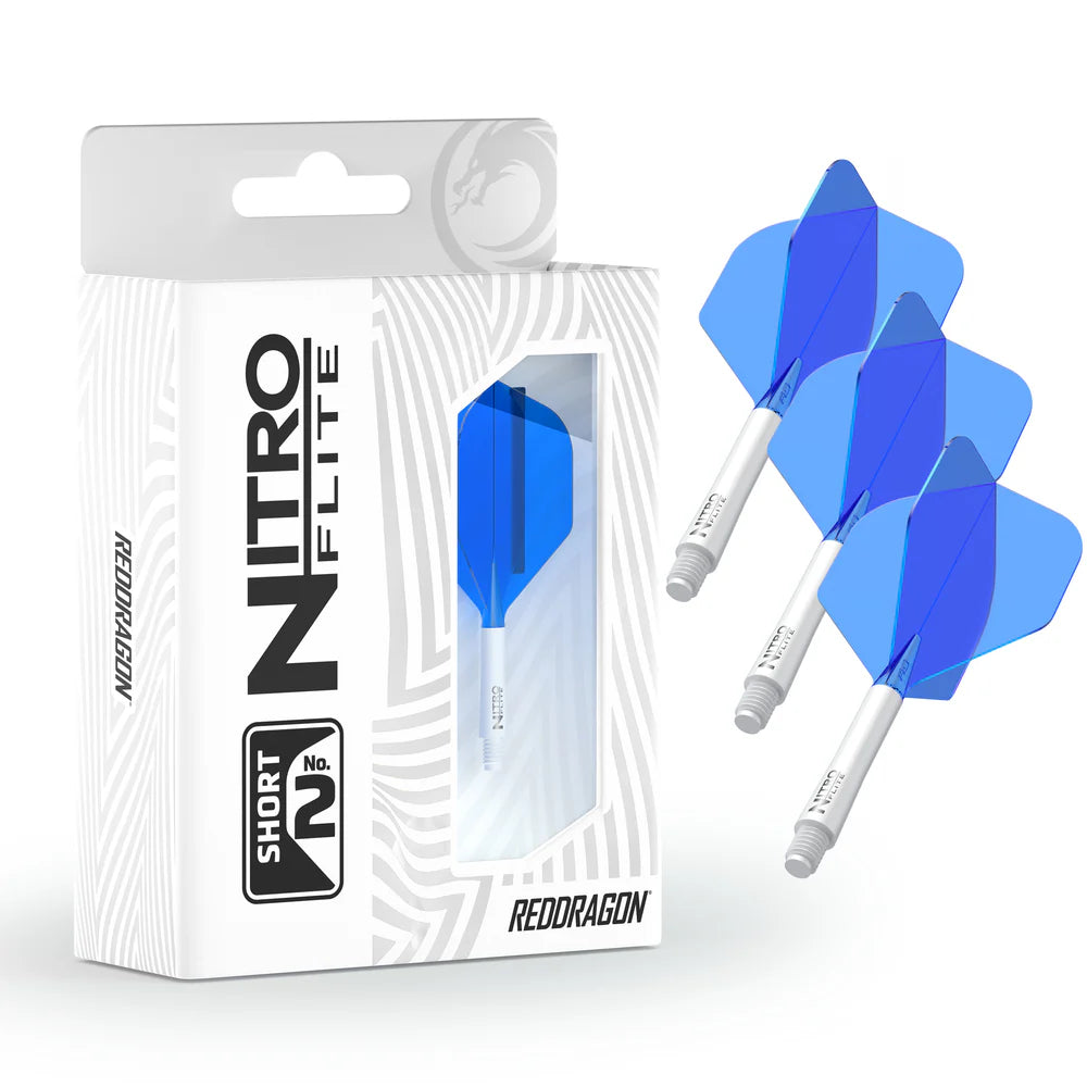 Red Dragon Nitro Flite - Integrated Flight and Shaft  White & Blue