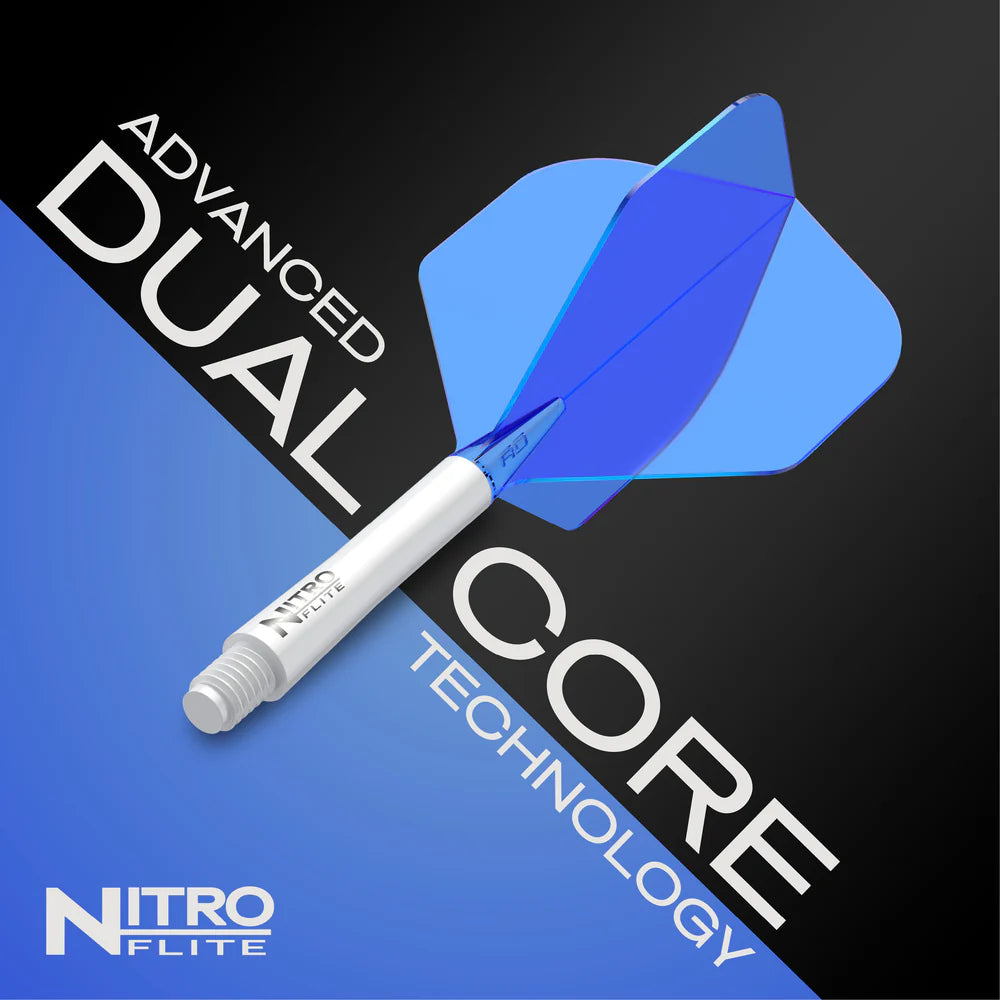 Red Dragon Nitro Flite - Integrated Flight and Shaft  White & Blue