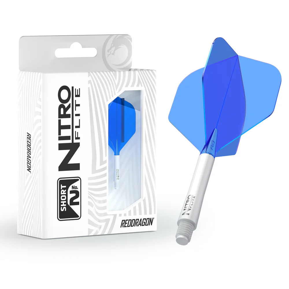 Red Dragon Nitro Flite - Integrated Flight and Shaft  White & Blue