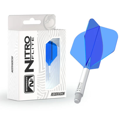 Red Dragon Nitro Flite - Integrated Flight and Shaft  White & Blue