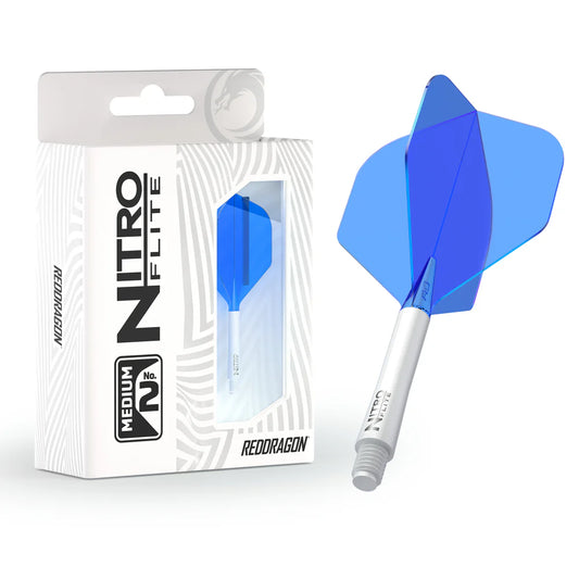 Red Dragon Nitro Flite - Integrated Flight and Shaft  White & Blue