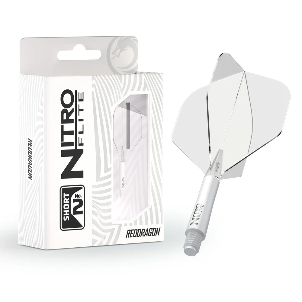 Red Dragon Nitro Flite - Integrated Flight and Shaft White & Clear