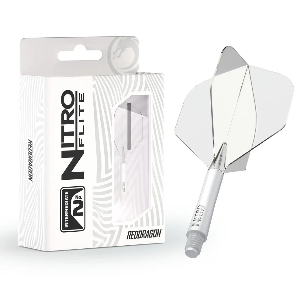 Red Dragon Nitro Flite - Integrated Flight and Shaft White & Clear