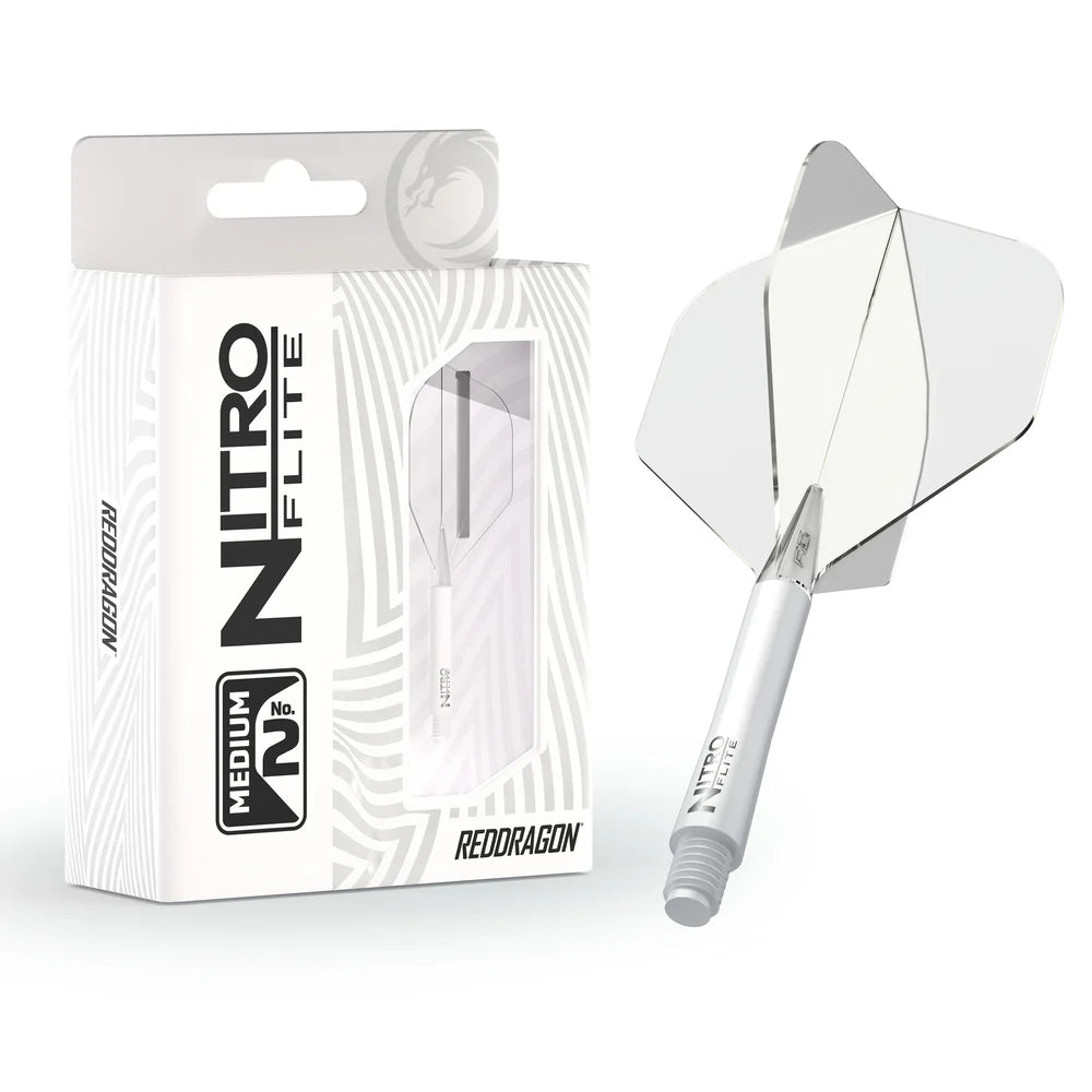 Red Dragon Nitro Flite - Integrated Flight and Shaft White & Clear