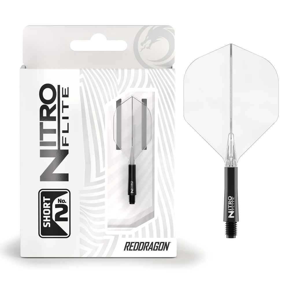 Red Dragon Nitro Flite - Integrated Flight and Shaft Black & Clear
