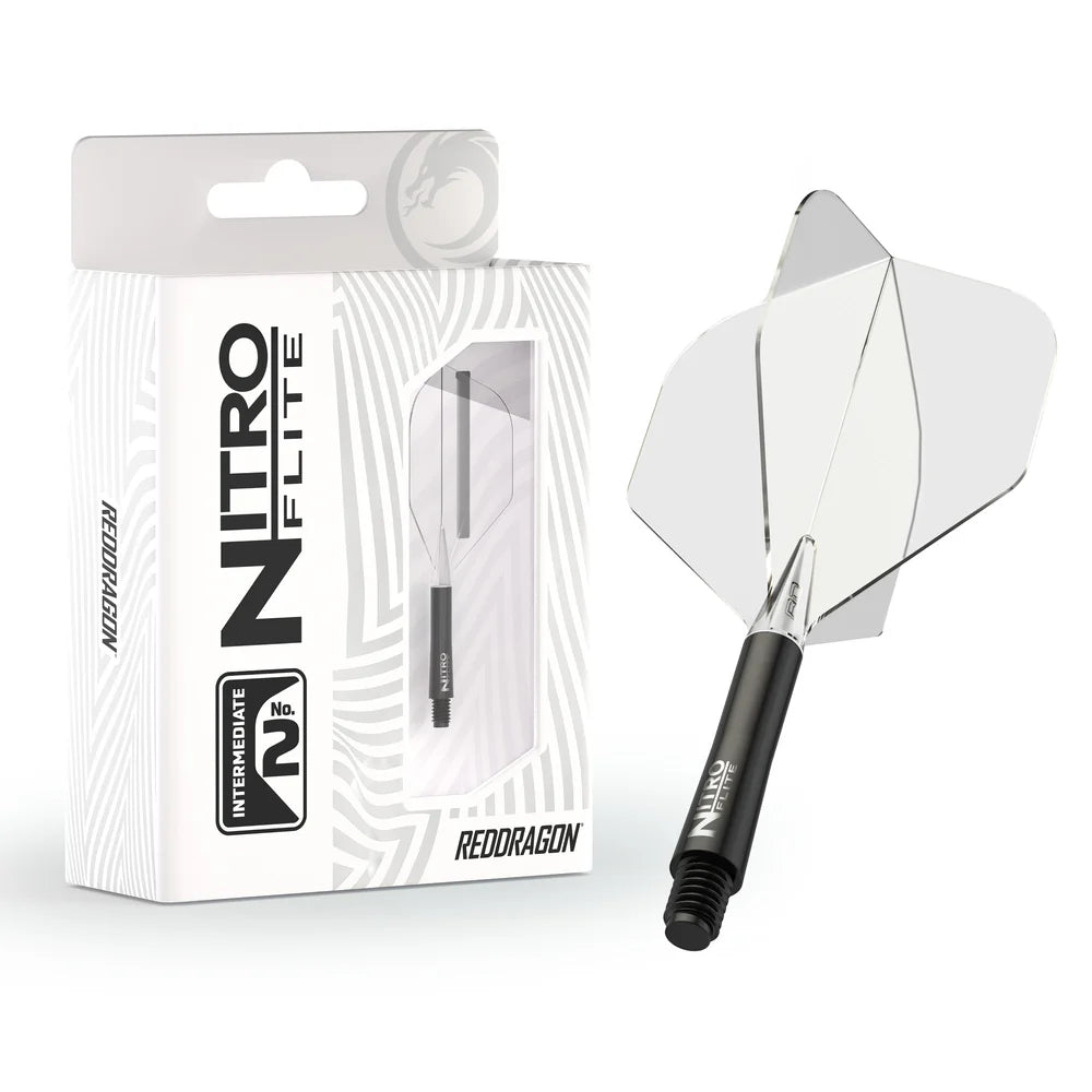 Red Dragon Nitro Flite - Integrated Flight and Shaft Black & Clear