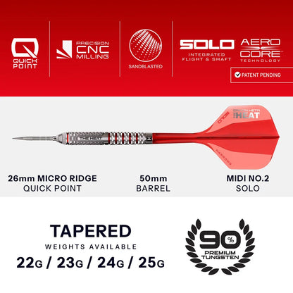 Harrows Damon Heta Geo Quick Point 90% Tungsten Steel Tip Darts