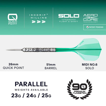 Harrows Torrent Parallel Quick Point 90% Tungsten Steel Tip Darts