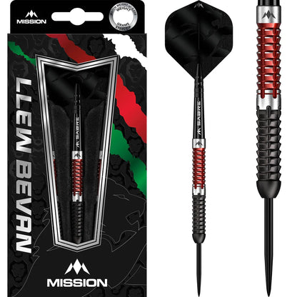 Mission Llew Bevan 90% Tungsten - Black & Red Electro Darts
