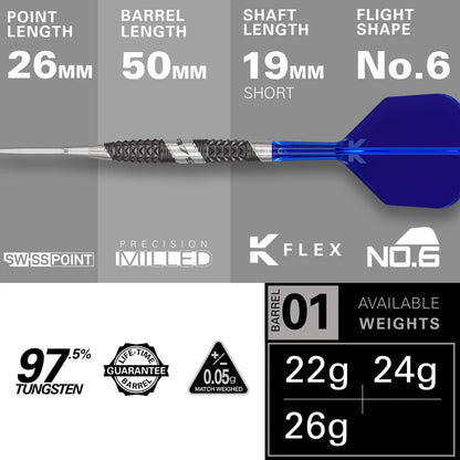 Target 975 Ultra Marine 01 97.5% Tungsten Swiss Point Steel Tip Darts