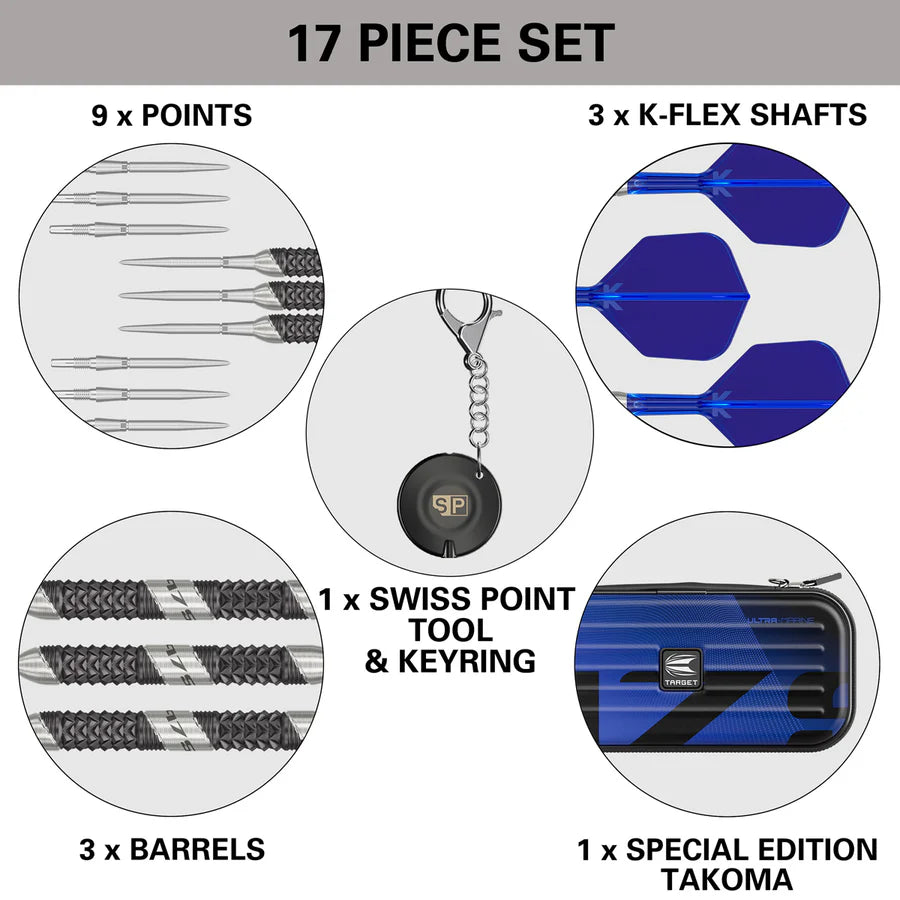 Target 975 Ultra Marine 01 97.5% Tungsten Swiss Point Steel Tip Darts