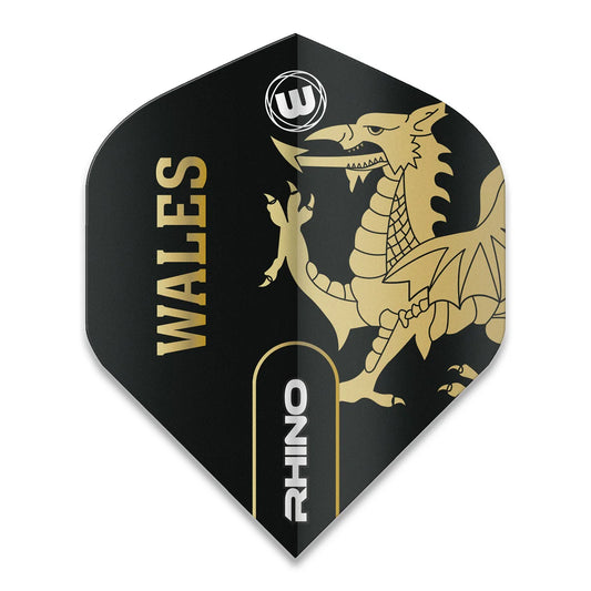 Winmau Rhino Black & Gold Wales Extra Thick Dart Flights